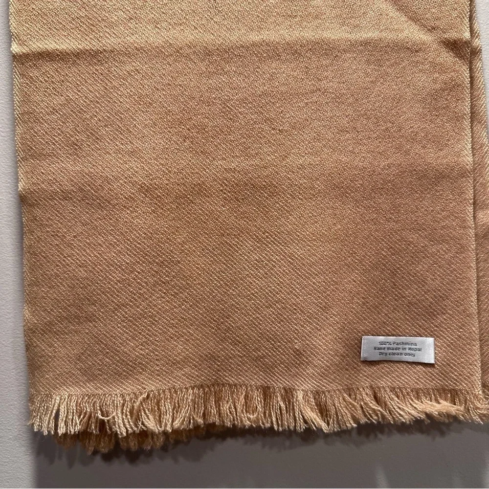 NWT 100% Pashmina Cashmere Muffler Scarf Genuine Chyangra Goat 4 Ply Twill -TAN